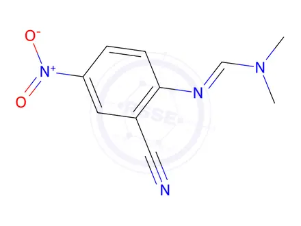 Chemical structure of (E)-N'-(2-cyano-4-nitrophenyl)-N,N-dimethylformimidamide