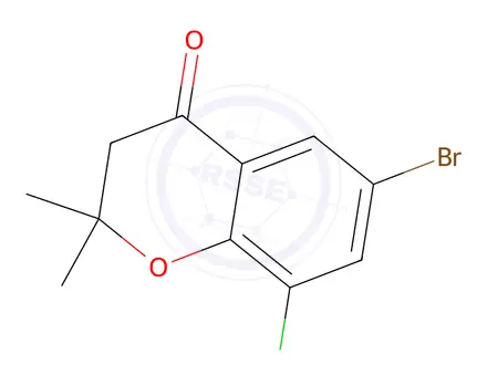 Chemical structure of 6-bromo-8-chloro-2,2-dimethyl-3,4-dihydro-2H-1-benzopyran-4-one