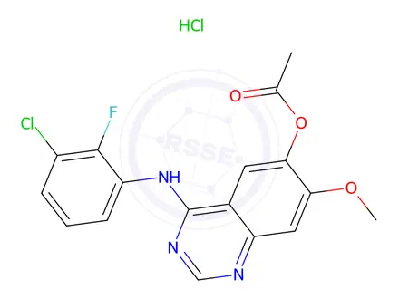 Chemical structure of 4-((3-Chloro-2-fluorophenyl)amino)-7-methoxyquinazolin-6-yl acetate hydrochloride