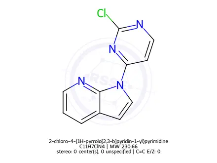 Chemical structure of 2-chloro-4-{1H-pyrrolo[2,3-b]pyridin-1-yl}pyrimidine