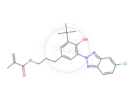 Chemical structure of 2-Propenoic acid, 2-methyl-, 3-(3-(5-chloro-2H-benzotriazol-2-yl)-5-(1,1-dimethylethyl)-4-hydroxyphenyl)propyl ester