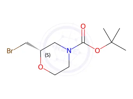 Chemical structure of (S)-tert-Butyl 2-(bromomethyl)morpholine-4-carboxylate