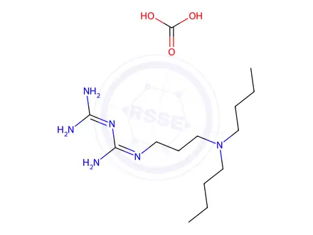 Chemical structure of carbonic acid, compound with 1-[3-(dibutylamino)propyl]biguanide (1:1)