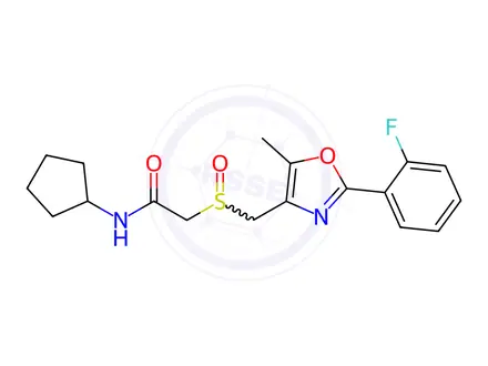 Chemical structure of Acetamide, N-cyclopentyl-2-[[[2-(2-fluorophenyl)-5-methyl-4-oxazolyl]methyl]sulfinyl]-