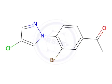 Chemical structure of 1-(3-Bromo-4-(4-chloro-1h-pyrazol-1-yl)phenyl)ethan-1-one