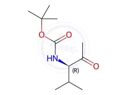 Chemical structure of Carbamic acid, [(1R)-1-acetyl-2-methylpropyl]-, 1,1-dimethylethyl ester (9CI)
