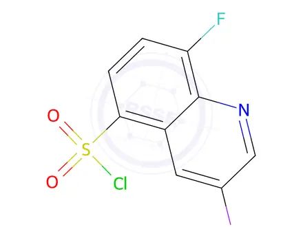 Chemical structure of 8-fluoro-3-iodoquinoline-5-sulfonyl chloride