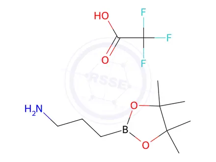 Chemical structure of 3-(Tetramethyl-1,3,2-dioxaborolan-2-yl)propan-1-amine; trifluoroacetic acid salt
