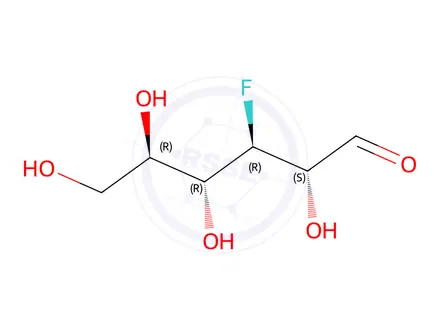 Chemical structure of (2S,3R,4R,5R)-3-fluoro-2,4,5,6-tetrahydroxyhexanal