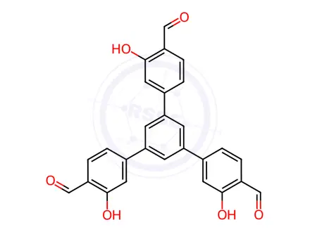 Chemical structure of 5'-(4-formyl-3-hydroxyphenyl)-3,3''-dihydroxy-[1,1':3',1''-terphenyl]-4,4''-dicarbaldehyde
