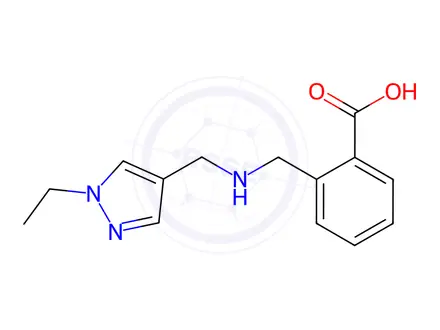 Chemical structure of 2-({[(1-ethyl-1H-pyrazol-4-yl)methyl]amino}methyl)benzoic acid