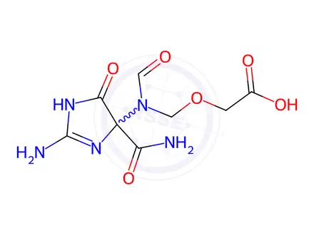 Chemical structure of 2-((N-(2-Amino-5-carbamoyl-4-oxo-4,5-dihydro-1H-imidazol-5-yl)formamido)methoxy)acetic Acid