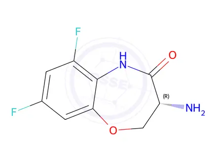 Chemical structure of (R)-3-amino-6,8-difluoro-2,3-dihydrobenzo[b][1,4]oxazepin-4(5H)-one