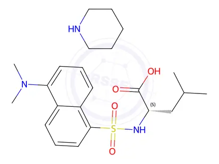 Chemical structure of N-[[5-(dimethylamino)-1-naphthyl]sulphonyl]-L-leucine, compound with piperidine (1:1)