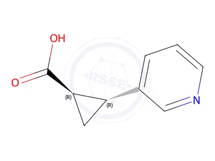 Chemical structure of trans,rel-(1R,2R)-2-(Pyridin-3-yl)cyclopropane-1-carboxylic Acid