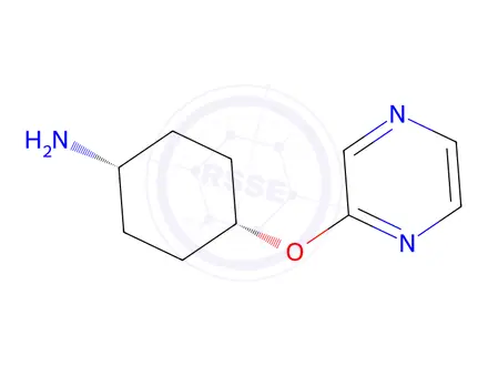 Chemical structure of trans 4-Pyrazin-2-yloxycyclohexan-1-amine