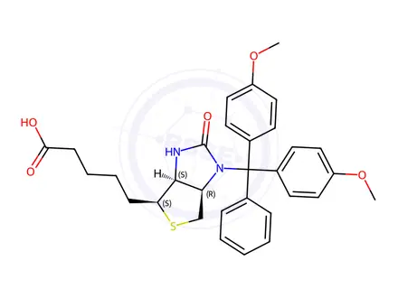 Chemical structure of 1'N-(4,4'-Dimethoxytrityl) Biotin