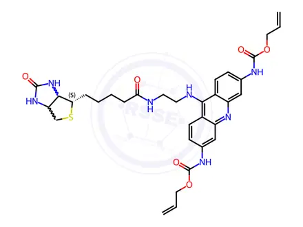 Chemical structure of 2,7-Bis(alloxycarbonylamino)-9-(biotinylaminoethylamino)acridine