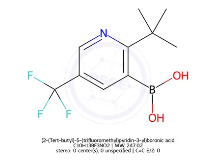 Chemical structure of (2-(Tert-butyl)-5-(trifluoromethyl)pyridin-3-yl)boronic acid