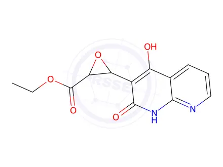 Chemical structure of Oxiranecarboxylic acid, 3-(1,2-dihydro-4-hydroxy-2-oxo-1,8-naphthyridin-3-yl)-, ethyl ester (9CI)