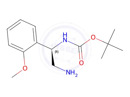Chemical structure of tert-butyl (R)-(2-amino-1-(2-methoxyphenyl)ethyl)carbamate