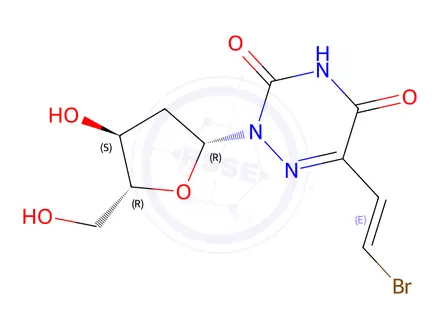 Chemical structure of 6-((E)-2-Bromovinyl)-2-((2S,4S,5R)-4-hydroxy-5-(hydroxymethyl)tetrahydrofuran-2-yl)-1,2,4-triazine-3,5(2H,4H)-dione