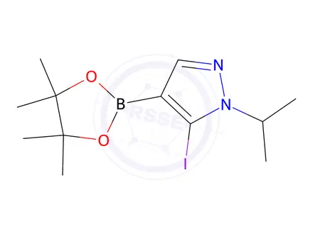 Chemical structure of 5-Iodo-1-isopropyl-4-(4,4,5,5-tetramethyl-1,3,2-dioxaborolan-2-yl)-1H-pyrazole
