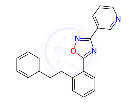 Chemical structure of 5-[2-(2-phenylethyl)phenyl]-3-pyridin-3-yl-1,2,4-oxadiazole