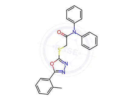 Chemical structure of N,N-diphenyl-2-((5-(o-tolyl)-1,3,4-oxadiazol-2-yl)thio)acetamide