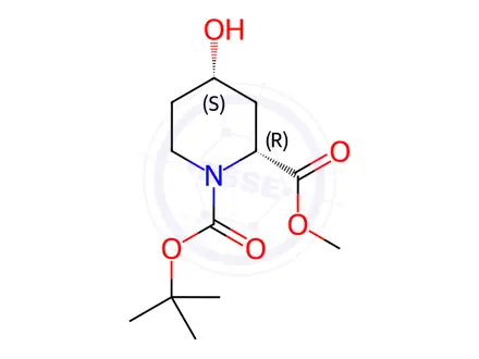 Chemical structure of (2R,4S)-N-Boc-4-Hydroxypiperidine-2-Carboxylic Acid Methyl Ester