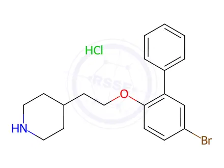 Chemical structure of 4-{2-[(5-Bromo[1,1'-biphenyl]-2-yl)oxy]-ethyl}piperidine hydrochloride