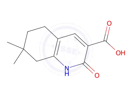 Chemical structure of 3-Quinolinecarboxylic acid, 1,2,5,6,7,8-hexahydro-7,7-dimethyl-2-oxo-