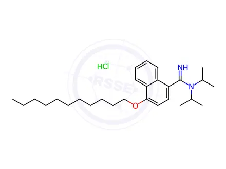 Chemical structure of N,N-Diisopropyl-4-(undecyloxy)-1-naphthamidine monohydrochloride