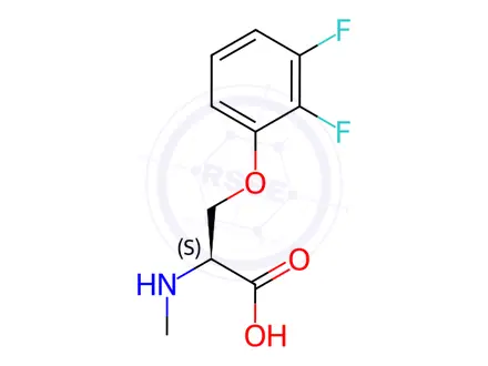 Chemical structure of O-(2,3-difluorophenyl)-N-methyl-L-serine