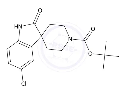 Chemical structure of tert-Butyl 5-chloro-2-oxospiro[indoline-3,4'-piperidine]-1'-carboxylate