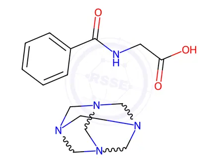 Chemical structure of Methenamine Hippurate (Glycine EP Impurity D Hippurate, Hexamethylenetetramine Hippurate)