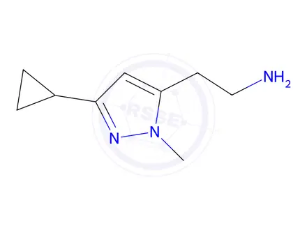 Chemical structure of 2-(5-cyclopropyl-2-methyl-pyrazol-3-yl)ethanamine