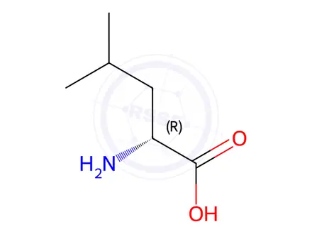 Chemical structure of D-2-Amino-4-Methylpentanoic Acid