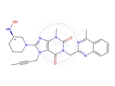 Chemical structure of (R)-7-(but-2-yn-1-yl)-8-(3-(hydroxyamino)piperidin-1-yl)-3-methyl-1-((4-methylquinazolin-2-yl)methyl)-1H-purine-2,6(3H,7H)-dione