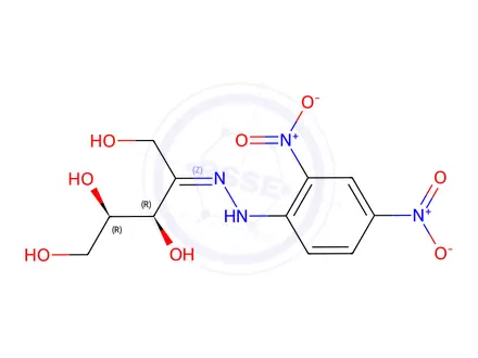 Chemical structure of (2R,3R,4E)-4-[(2,4-dinitrophenyl)hydrazinylidene]pentane-1,2,3,5-tetro l