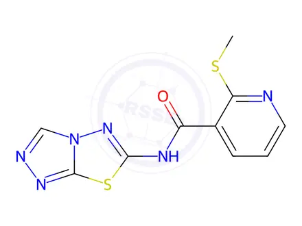 Chemical structure of N-([1,2,4]Triazolo[3,4-b][1,3,4]thiadiazol-6-yl)-2-(methylthio)nicotinamide
