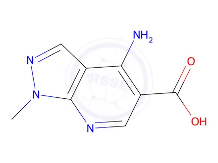 Chemical structure of 4-amino-1-methyl-1H-pyrazolo[3,4-b]pyridine-5-carboxylic acid