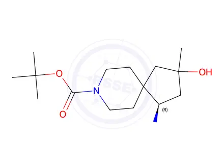 Chemical structure of Tert-butyl (1R)-1-amino-3-hydroxy-3-methyl-8-azaspiro[4.5]Decane-8-carboxylate
