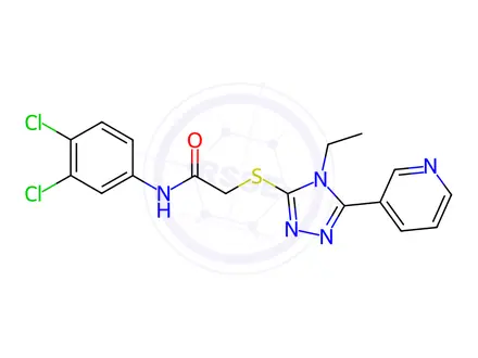 Chemical structure of N-(3,4-Dichlorophenyl)-2-((4-ethyl-5-(pyridin-3-yl)-4H-1,2,4-triazol-3-yl)thio)acetamide