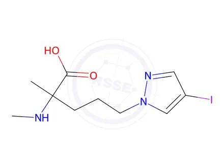 Chemical structure of 5-(4-Iodo-1h-pyrazol-1-yl)-2-methyl-2-(methylamino)pentanoic acid
