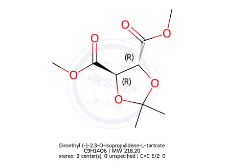 Chemical structure of Dimethyl (-)-2,3-O-Isopropylidene-L-tartrate