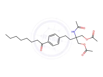 Chemical structure of 2-Acetamido-2-(4-octanoylphenethyl)propane-1,3-diyl diacetate