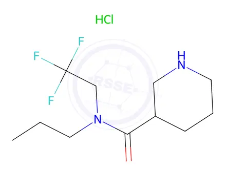 Chemical structure of N-propyl-N-(2,2,2-trifluoroethyl)piperidine-3-carboxamide hydrochloride