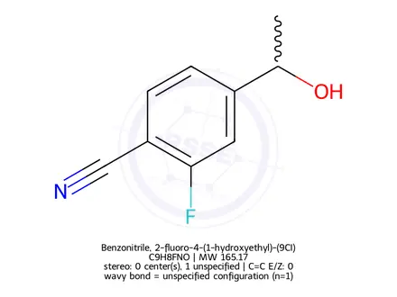 Chemical structure of Benzonitrile, 2-fluoro-4-(1-hydroxyethyl)-(9CI)