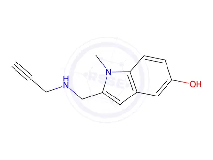 Chemical structure of 2-(N-(2-propynyl)-aminomethyl)-1-methyl-5-hydroxyindole